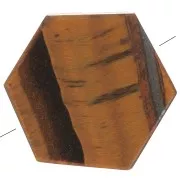 Perle plate forme hexagone 12x10 mm en pierre gemme - Oeil de tigre x1