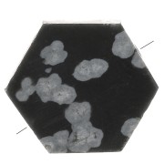 Perle plate forme hexagone 12x10 mm en pierre gemme - Obsidienne mouchetée x1|raw }}