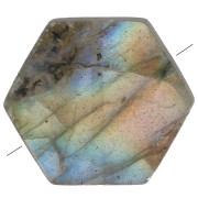 Perle plate forme hexagone 12x10 mm en pierre gemme - Labradorite x1
