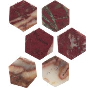 Perle plate forme hexagone 12x10 mm en pierre gemme - Jaspe poppy x1