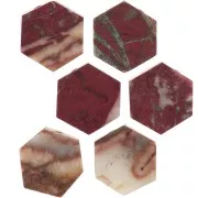 Perle plate forme hexagone 12x10 mm en pierre gemme - Jaspe poppy x1