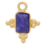 Breloque rectangle facettée 13x11mm Argent 925 Doré à l'or fin - Lapis lazuli