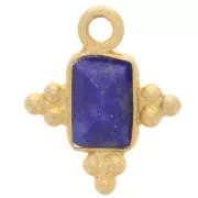 Breloque rectangle facettée 13x11mm Argent 925 Doré à l'or fin - Lapis lazuli