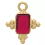 Breloque rectangle facettée 13x11mm Argent 925 Doré à l'or fin - Grenat