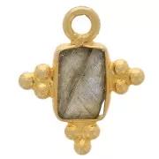 Breloque rectangle facettée 13x11mm Argent 925 Doré à l'or fin - Labradorite