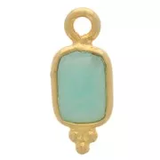 Breloque rectangle facettée 14x6 mm - Argent 925 Doré à l'or fin - Amazonite