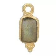 Breloque rectangle facettée 13x5 mm - Argent 925 Doré à l'or fin - Labradorite