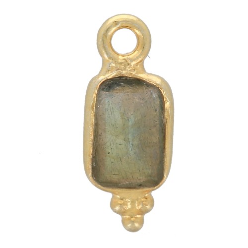 Breloque rectangle facettée 13x5 mm - Argent 925 Doré à l'or fin - Labradorite