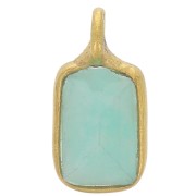 Breloque rectangle facettée 10x5 mm - Argent 925 Doré à l'or fin - Amazonite x1|raw }}