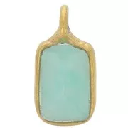 Breloque rectangle facettée 10x5 mm - Argent 925 Doré à l'or fin - Amazonite x1