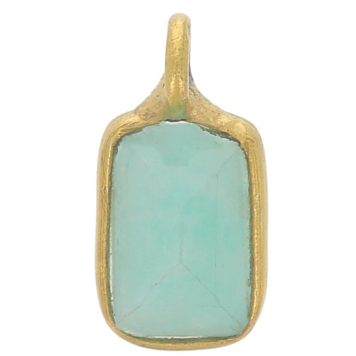 Breloque rectangle facettée 10x5 mm - Argent 925 Doré à l'or fin - Amazonite x1