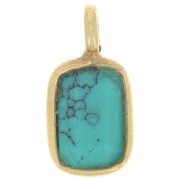 Breloque rectangle facettée 10x5mm Argent925 Doré à l'or fin - imitation Turquoise|raw }}