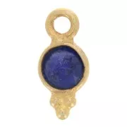 Breloque ronde facettée 10x5 mm - Argent 925 Doré à l'or fin - Lapis lazuli x1