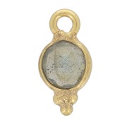 Breloque ronde facettée 10x5 mm - Argent 925 Doré à l'or fin - Labradorite x1|raw }}