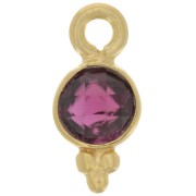 Breloque ronde facettée 10x5 mm - Argent 925 Doré à l'or fin - Grenat x1|raw }}