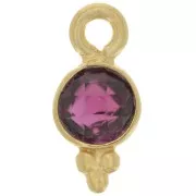 Breloque ronde facettée 10x5 mm - Argent 925 Doré à l'or fin - Grenat x1