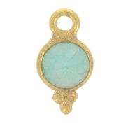 Breloque ronde facettée 10x5 mm - Argent 925 Doré à l'or fin - Amazonite x1|raw }}