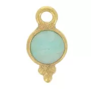 Breloque ronde facettée 10x5 mm - Argent 925 Doré à l'or fin - Amazonite x1