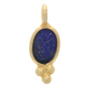 Breloque ovale facettée 11x4 mm - Argent 925 Doré à l'or fin - Lapis lazuli x1