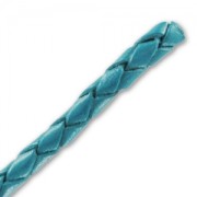 Cordon cuir tressé 3 mm Turquoise foncé x 1m|raw }}