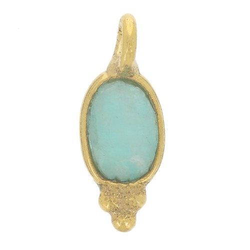 Breloque ovale facettée 11x4 mm - Argent 925 Doré à l'or fin - Amazonite x1