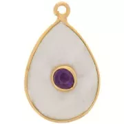 Amethyste - Pendentif goutte facettée 22x14 mm - Doré - Pierre de lune - Amethyste x1 Pendentif goutte facettée 22x14 mm - Doré - Pierre de lune - Amethyste x1