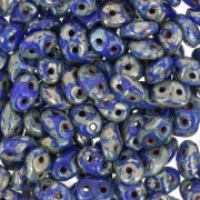 SuperDuo 2,5x5 mm Opaque Blue Silver Picasso x10g|raw }}