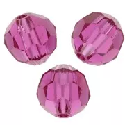 Perles rondes facettées Preciosa - Round Bead 6 mm - Fuchsia x6