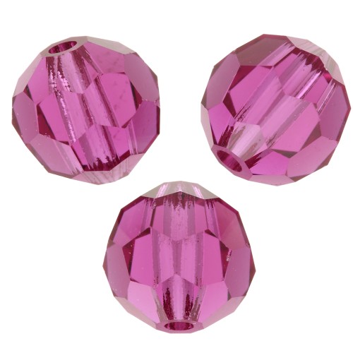 Perles rondes facettées Preciosa - Round Bead 6 mm - Fuchsia x6