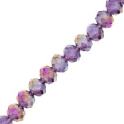 Perles rondelles facettées - rondes aplaties -6x5 mm Light Amethyst AB x40cm