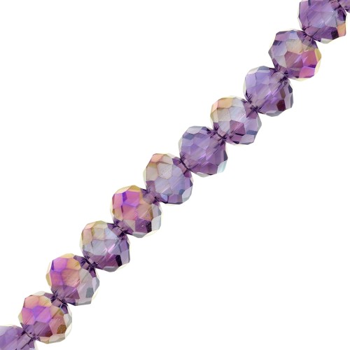 Perles rondelles facettées - rondes aplaties -6x5 mm Light Amethyst AB x40cm