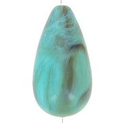 Perle poire en résine 26x14 mm - Turquoise marbré x1|raw }}