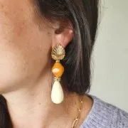 Perle poire en résine 26x14 mm - Vert sapin x1