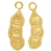 Breloque cosse de petit pois 17x5 mm - Doré à l'or fin x1