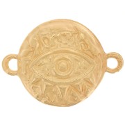 Intercalaire rond martelé - motif oeil - 2 anneaux 16 mm - Doré à l'or fin x1|raw }}