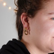 Boucles d'oreilles pendantes avec maillon gourmette 28x15 mm - Doré x2