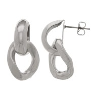 Boucles d'oreilles pendantes avec maillon gourmette 28x15 mm - Rhodié x2