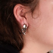 Boucles d'oreilles pendantes avec maillon gourmette 28x15 mm - Rhodié x2