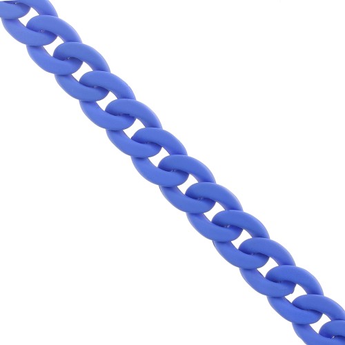 Chaîne acrylique maille gourmette 16 mm - Opaque bleu cobalt Mat x48cm