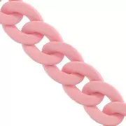 Chaîne acrylique maille gourmette 16 mm - Opaque rose Mat x48cm