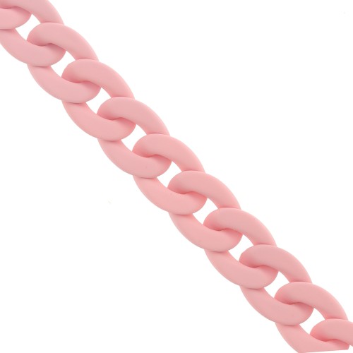 Chaîne acrylique maille gourmette 20 mm - Opaque rose Mat x48cm