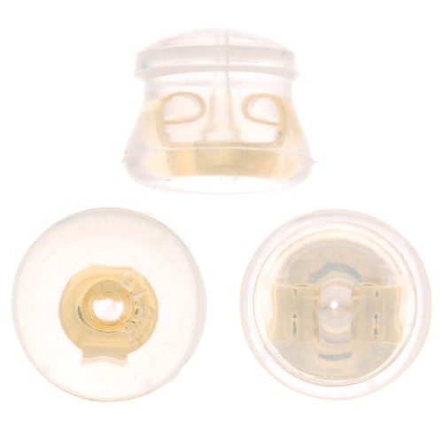 Poussoirs - Poussettes pour clous d'oreilles 5.5x5 mm - Silicone - Doré Or fin x10