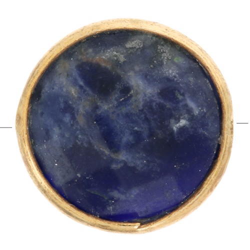 Perle ronde facettée 9 mm - pierre gemme - Argent 925 Doré à l'or fin - Sodalite