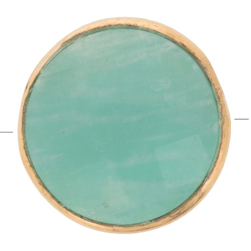 Perle ronde facettée 9 mm - pierre gemme - Argent 925 Doré à l'or fin - Amazonite