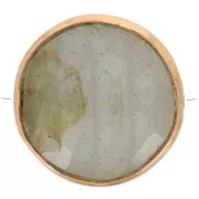 Perle ronde facettée 9 mm pierre gemme - Argent 925 Doré à l'Or fin - Labradorite