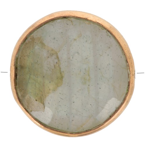 Perle ronde facettée 9 mm pierre gemme - Argent 925 Doré à l'Or fin - Labradorite