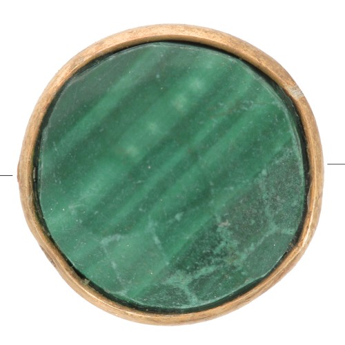 Perle ronde facettée 9 mm - pierre gemme - Argent 925 Doré à l'Or fin - Malachite