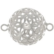 Intercalaires boules filigranées 2 anneaux 17x12 mm - Placage Argent fin x10|raw }}