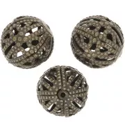 Perles rondes filigranées 12 mm - Bronze x10