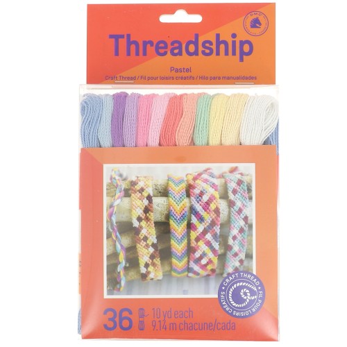 Assortiment 36 échevettes - Fils coton pour bracelet brésilien & broderie - Pastel